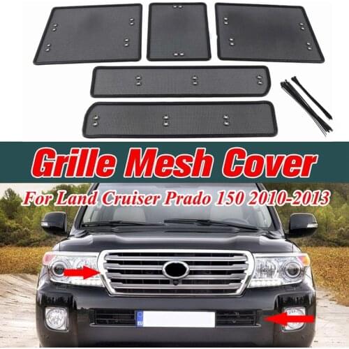 5PCS Stainless Steel Insect Screening Mesh Front Grille Net Cover for Toyota Land Cruiser Prado 150 2010 2011 2012 2013