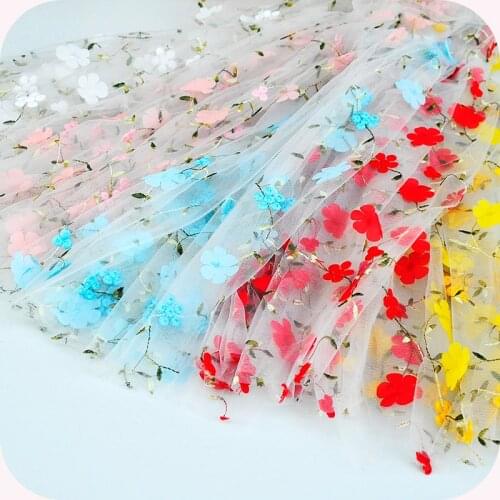 1Meter 5Colors 3D Chiffon embroidery screen lace fabric dress curtain hand-made DIY accessories