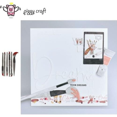 Piggy Craft metal cutting dies cut die mold Graffiti paint brush Scrapbook paper craft knife mould blade punch stencils dies