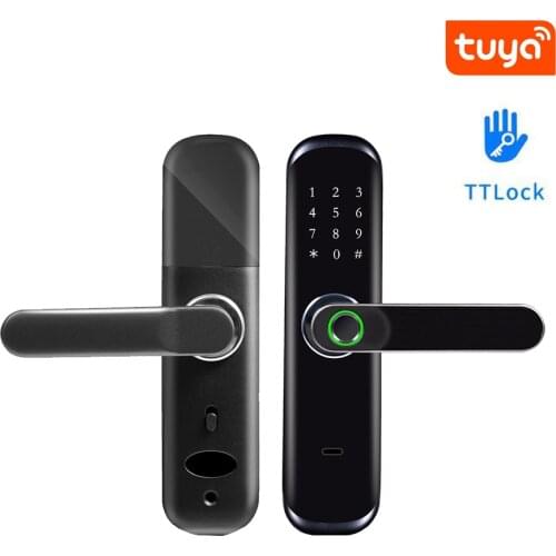 Tuya APP or TTLock APP Remote Control Smart Fingerprint Lock For Indoor Home Wooden Metal Door