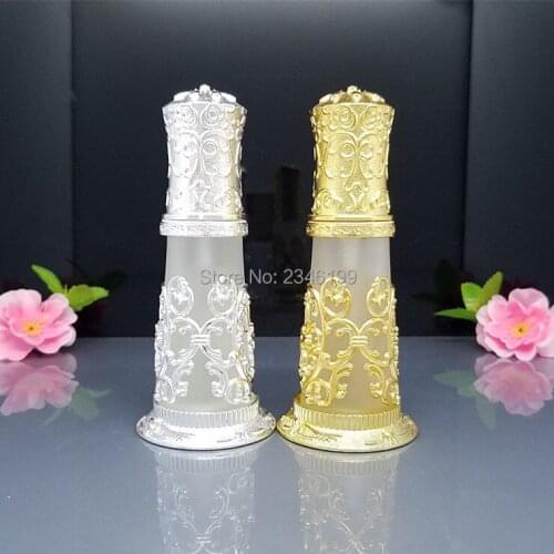 30ml Vintage Frosted Glass Gold Silver Spray Bottle Perfume Container Vials Portable Empty Cosmetic Packaging Bottle Atomizer
