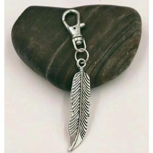 High Quality Zinc Alloy Big feather Keychain For Keys Car Purse Bag Charm Key Ring Handbag Couple lobster clasp Jewelry