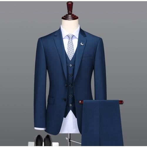 2019 High Quality Men Single Breasted Suits Men Custom Made Slim Fit Business Suits Men Wedding Costume Suits Jacket Vest Pants