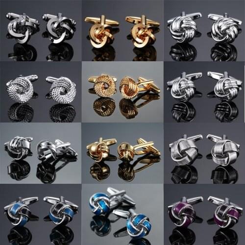 Novelty fashion shirt cufflink Metal Knot Cufflinks gold color knot design hotsale copper material cuff links whoelsale&retail