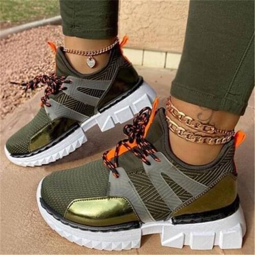 2020 Brand New Womens Casual Sneakers Fashion Ladies Mixed Color Flat Platform Autumn Shoes Woman Lace Up Sneakers