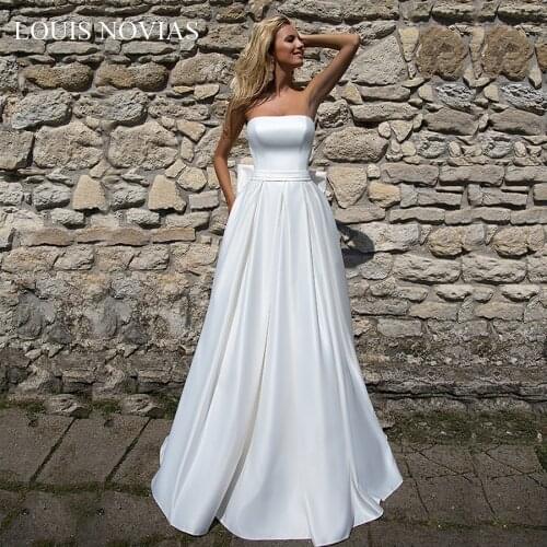 Louis Novias High Quality Graceful High-end Strapless Empire Sleeveless Strapless Lace Up Floor-Length Wedding Dresses