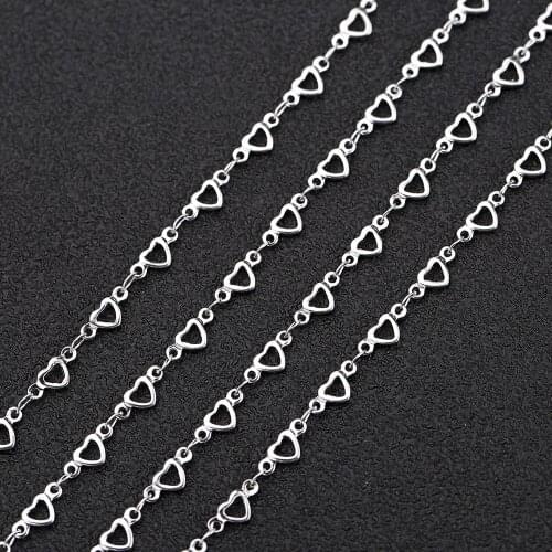 1 Meter 316L Stainless Steel Never Fade Love Heart Star Rolo Link Bulk Chain Fit DIY Bracelet Necklace Jewelry Making Findings