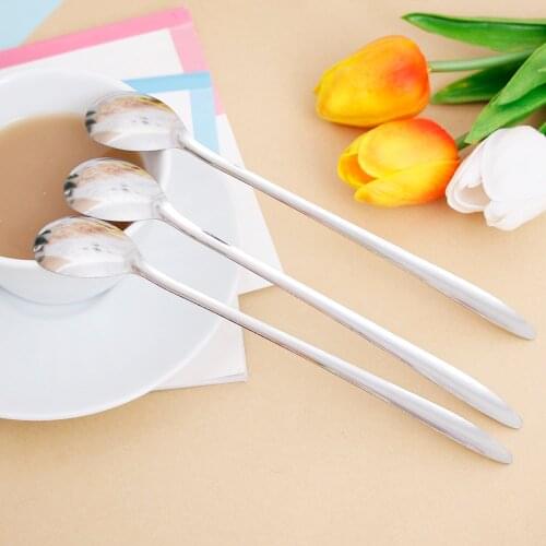 1PCS Stainless Steel Coffee Spoon With Long Handle Ice Cream Dessert Tea Spoon Kitchen Silver Color Spoon