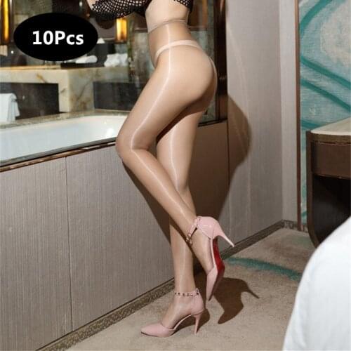 10pcs/lot 1D Ultra-thin & Transparent Super Shiny Tights Oil Shine Glittering Pantyhose Media Glitter Tights