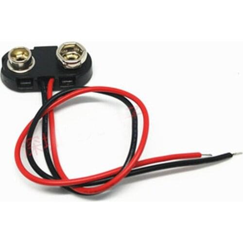 10pcs T type 9V battery buckle 9V battery holder Hard shell cable length 15CM