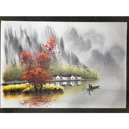 100% Hand Painted Modern Chinese Landscape Oil Painting on Canvas Abstract Canvas Painting Wall art Picture for Home Decoration