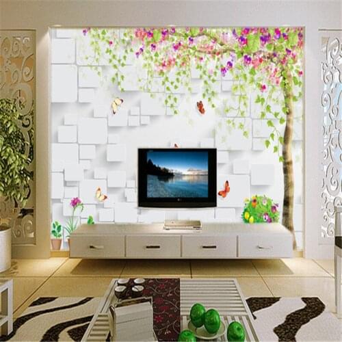 3D Custom Wallpapers Flowers Tree Photo Wall Papers for Living Room Walls Murals Home Decor Brick Background Woods Leaf Pictures