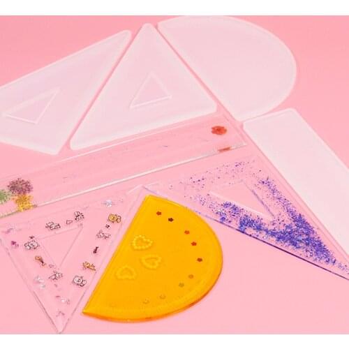 4pcs/set Protractor Triangle Ruler Right Angle Ruler Silicone Mold DIY Crystal UV Epoxy Resin Molds Craft Jewelry Making Tools