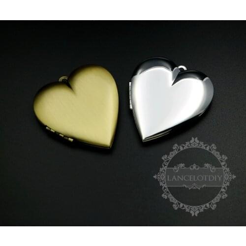 40mm silver,bronze brass large heart photo locket DIY pendant charm supplies 1131060