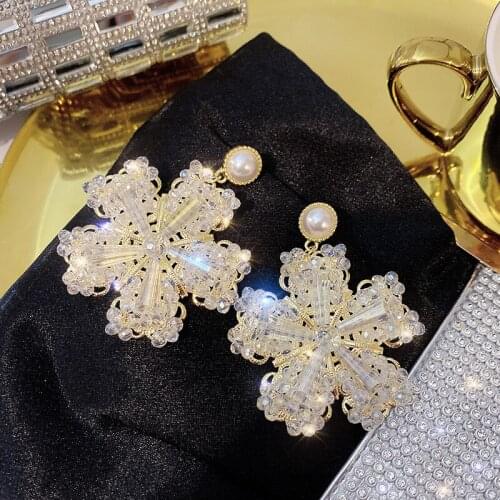 925 Silver Needle Korean Crystal Flower Earrings Super Fairy Heart Full Stone Super Shiny Earrings For Girls Sweet Earrings