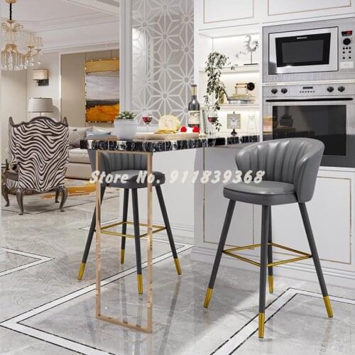 Bar Chair Light Luxury Modern Simple Home Iron Back Chair Island Bar Front Desk High Stool