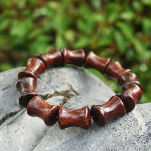 15X20mm Natural India Grade AAA High-density Red Sandalwood Beads Bamboo Shape Beads Mala Beads Japa Mala Man Bracelet