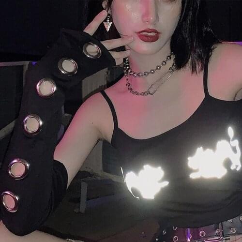 Black Punk Sleeve Long Arm Warmer Fingerless Gloves Hollow Out Arm Sleeves Stretchy Half Finger Gloves Halloween Costume