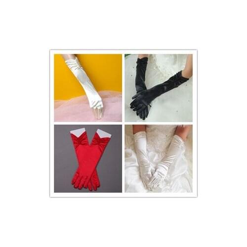 5pc/lot 50cm Finger lady girl bridesmaid party dancing performance driving long glove black red ivory white free shiping