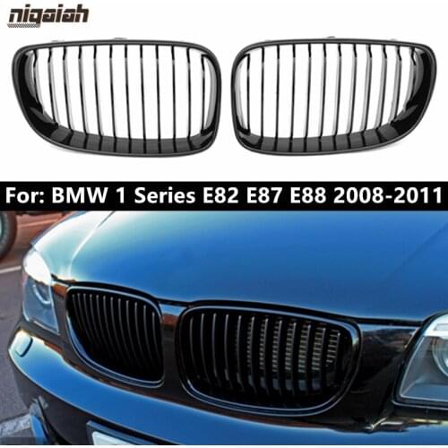 Glossy Black Kidney Gtille Replacement for BMW 1 Series E82 E87 E88 120I 128I 135I 2008-2011 Front Bumper Grill Hood One Line