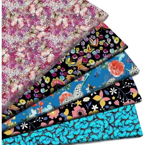 Butterfly Polyester Cotton Fabric for Tissue Kids Home Textile Sewing Quilting Fabrics for Patchwork Needlework,1Yc18942