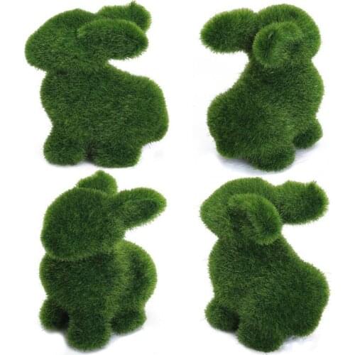 Novelty Handmade Artificial Turf Grass Animal Easter Rabbit Home Office Ornament Room Office Decor Easter Bunny Handiwork Gift