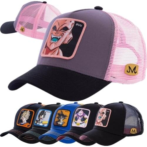 New Anime Trucker Hats For Men Dragon Ball Z Brand Baseball Cap For Women High Quality Curved Brim Cap Gorras Casquette Buu Hat