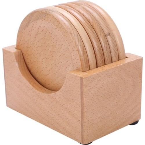 Coffee Cup Wooden Coaster Beech Round Insulation Pad Solid Wood Creative Small Cup Coaster Knit Tablecloth