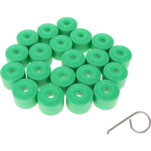 Prime Green Wheel Lug Cap Covers for VW Part - Set of 20 + Removal Tool