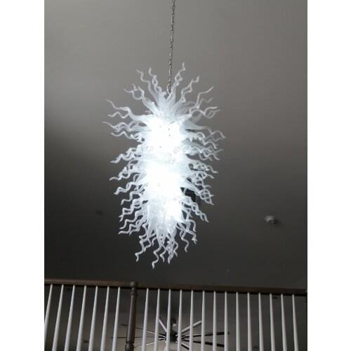 New White Crystal Chandelier Modern Hand Blown Glass LED Chandelier Living Room Lights Dining Room Lights