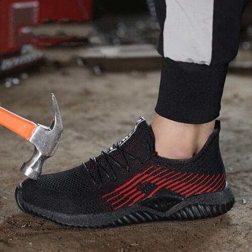 Men Work Safety Shoes 2020 Summer Breathable Male Boots Working Steel Toe Anti-Smashing Construction Safety Work Sneakers