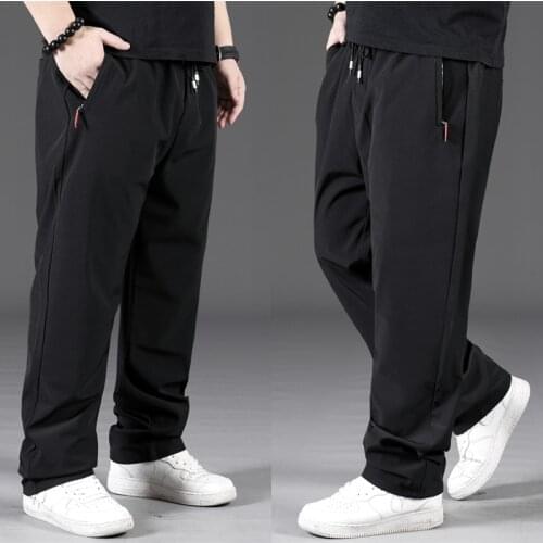Mens Autumn and Winter Plus Fat Increase Sports Pant Loose Straight Trousers Thickening Large Size Fleece Casual Pants Tide