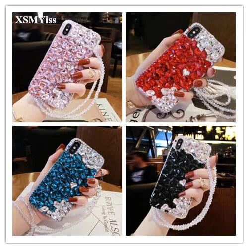 XSMYiss Cute 3D Bling Crystal Diamonds Rhinestone soft Back Case Cover for Huawei Honor8 9 10 20 Lite V10 V20 7X 8X Nova2 3 4 5