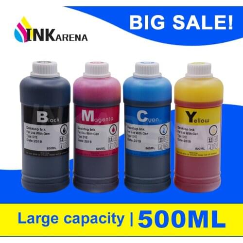 500ml CISS Refill Bottle Dye ink Kit For HP 21 22 121 122 123 301 302 652 650 300 140 141 XL Cartridge Printer Ink