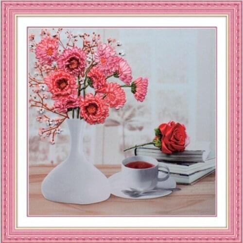 3D rose daisy Flowers Ribbon embroidery kits with vedio painting sets handcraft embroidery DIY handmade needlework plus