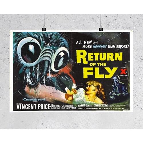 L485 Return of the Fly Movie (1959) Cult Horror Silk Fabric Poster Art Decor Indoor Painting Gift