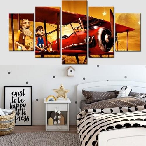 Poster Wall Art Canvas Anime Little Prince Family Decoration Cartoon Modular Picture Baby Childrens Room 5 Pieces