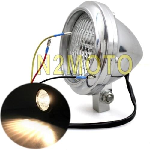 Polish Old School Retro Motorcycle Headlight H4 Bulb Light EMARK for Harley Cafe Racer Bobber Chopper Vintage