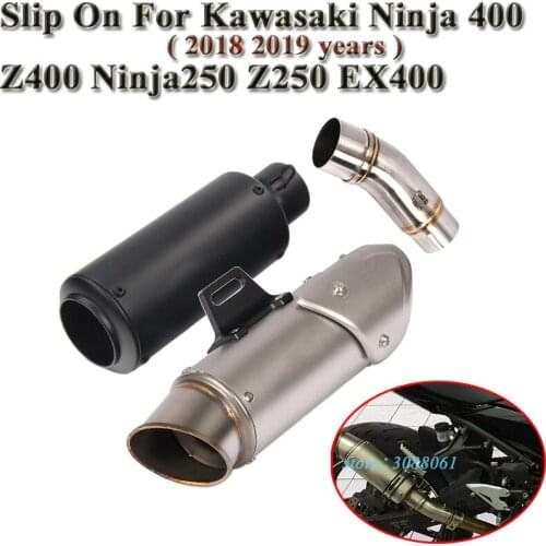 Slip On For Kawasaki Ninja 400 Ninja 250 Z400 Z250 EX400 2018 2019 20 Motorcycle Exhaust Escape GP Muffler Middle Link Pipe CNC