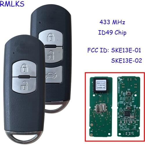 RMLKS Car Remote Smart Key 433MHz Fit for MAZDA CX-3 CX-5 Axela Atenza Model No. SKE13E-01