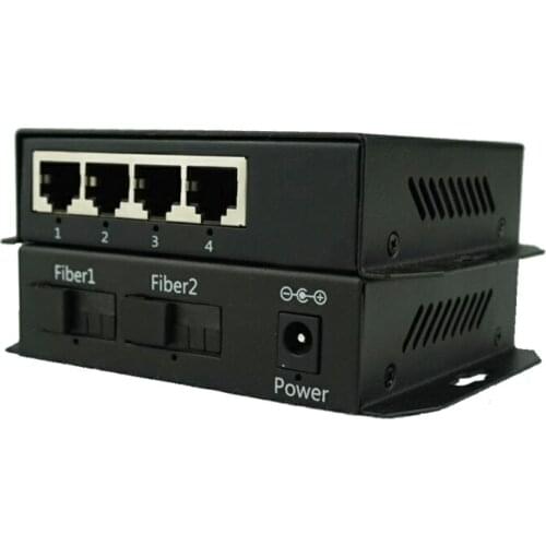 2F4E fiber POE fast ethernet switch, 2 single-mode single-fiber optical, 4 RJ45 megabit 100M network SC transceiver