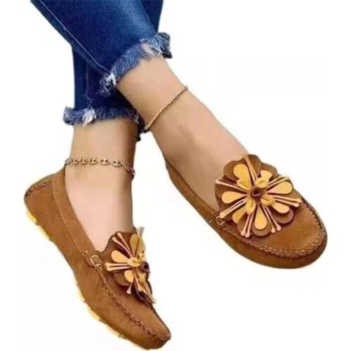 Women Shoes 2021 Handmade Ethnic Women Flats Leather Shoes Flat Flower Moccasins Soft Bottom Loafers Slip on Ladies Shoes Loafer