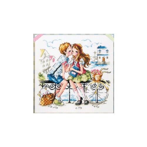 Gold Collection Counted Cross Stitch Kit In The Shiny Day Boy and Girl Love Lover Kiss SO