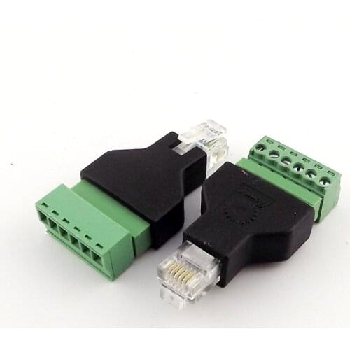 10pcs Ethernet RJ12 6P6C Male to Screw Terminal 6 Pin Splitter CCTV Adapter Connector