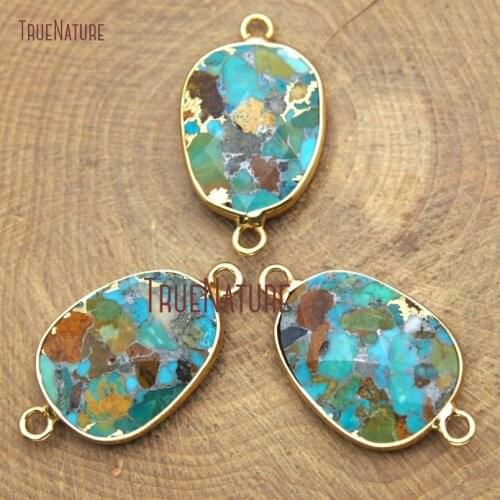 10Pcs Latest Gold Plating Faceted Water Drop Connector Turquoises Connector Online 30x16mm PC14526