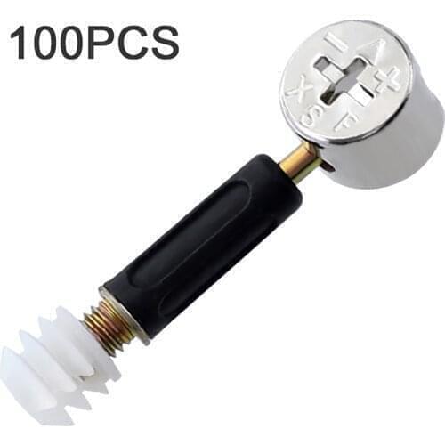 100 Sets 3 in 1 Screw Eccentric Wheel Nut Connection Furniture Connector for Clothes Cabinet Wardrobe Link Fixer Fasteners