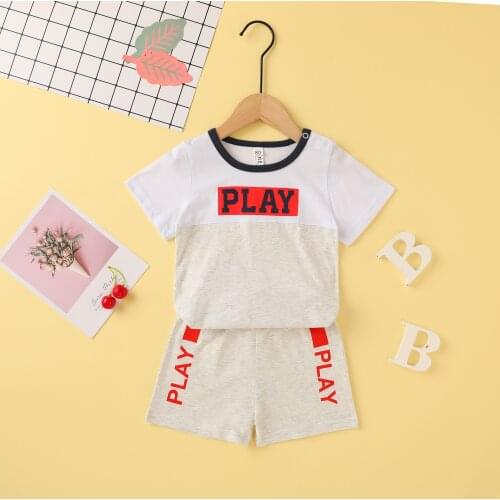 2020 Summer Infant Baby Boys Clothes Sets 0-2Y Letter Print Short Sleeve Pullover T Shirts Tops Shorts