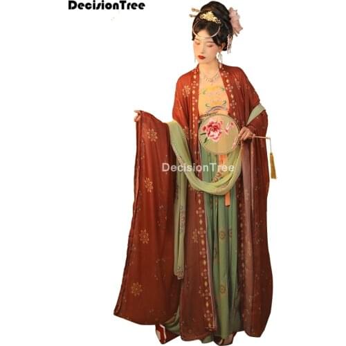 2021 asian traditional women hanfu costume fairy dress chinese folk dance clothing set retro tang dynasty princess cosplay stage