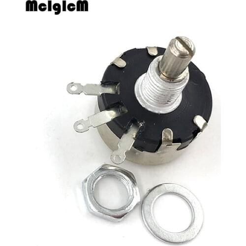 50pcs WX110(010) 6mm Round Metal Shaft Single Turn Wire resistor Wound Potentiometer 1k 2.2k 3.3k 4.7K 5.6k 6.8k 10k 22k ohm