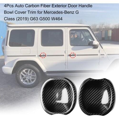 80% HOT SALES！！！4Pcs Auto Carbon Fiber Exterior Door Handle Bowl Cover Trim for Mercedes-Benz G Class (2019) G63 G500 W464
